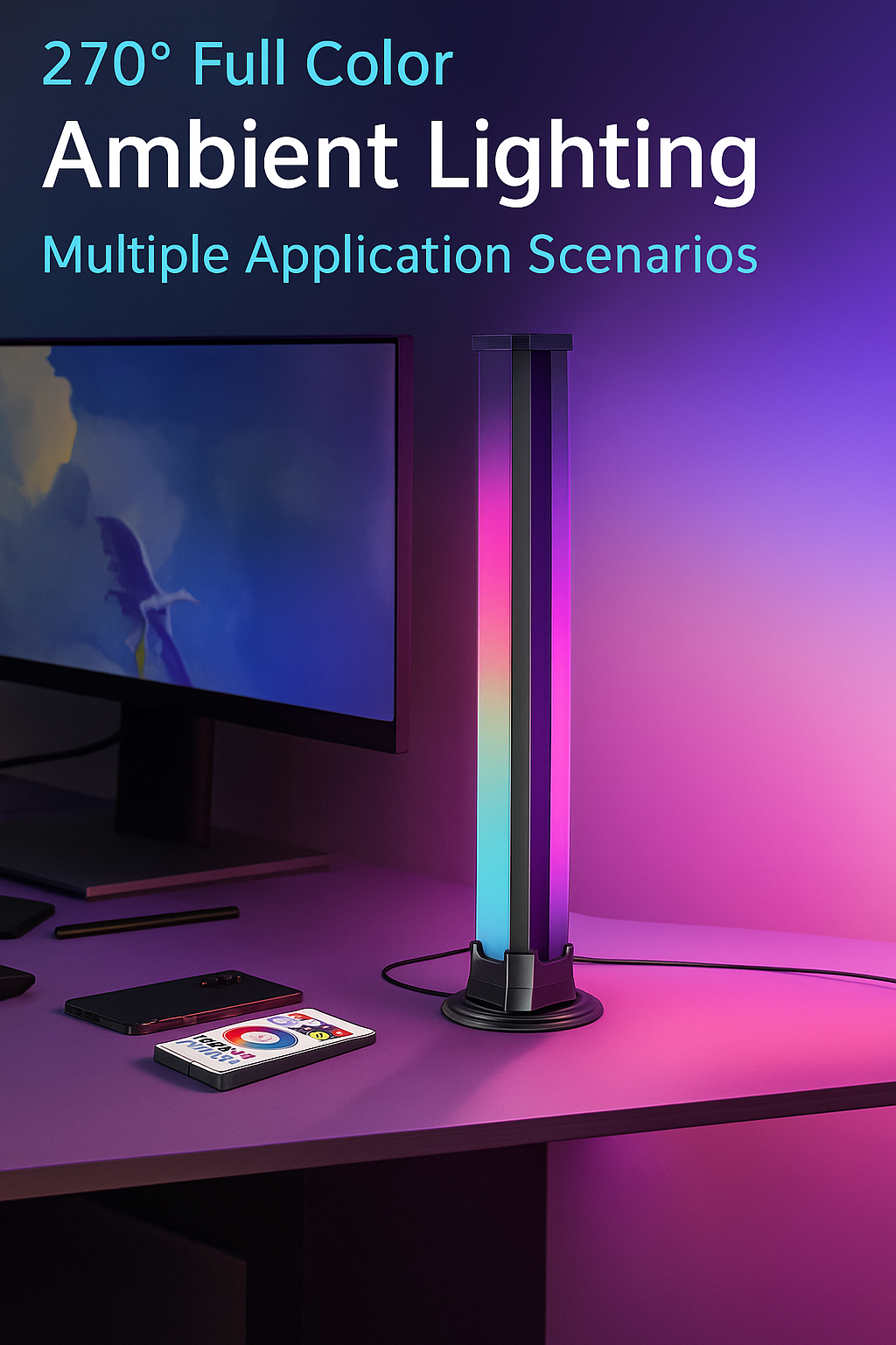 RGB Atmosphere Tower Duo – Smart LED Desk/Room Accent Lights 🌈