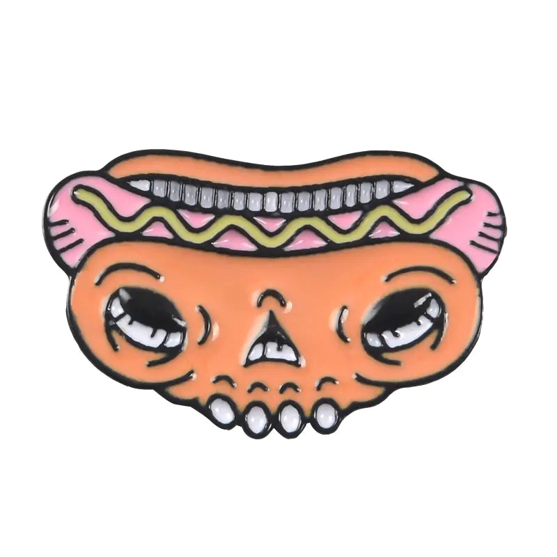 Spooky Snack Enamel Badges – Halloween Food Pins 🎃