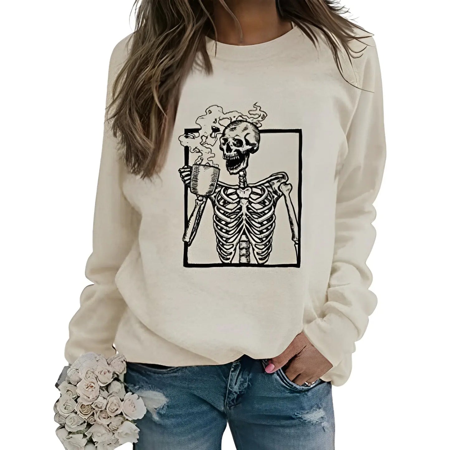 Dead Tired Skeleton Coffee Sweatshirt 💀
