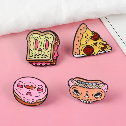 Spooky Snack Enamel Badges – Halloween Food Pins 🎃