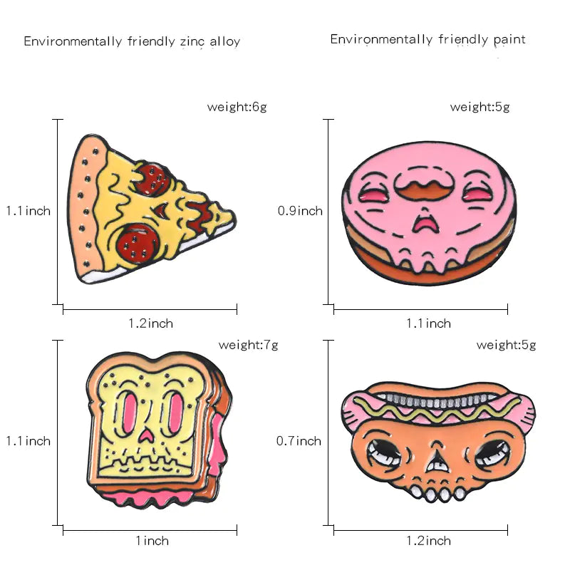Spooky Snack Enamel Badges – Halloween Food Pins 🎃