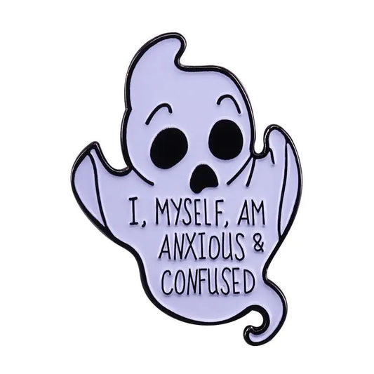 Anxious & Confused Ghost Badge – For Those Just Trying Their Best 👻