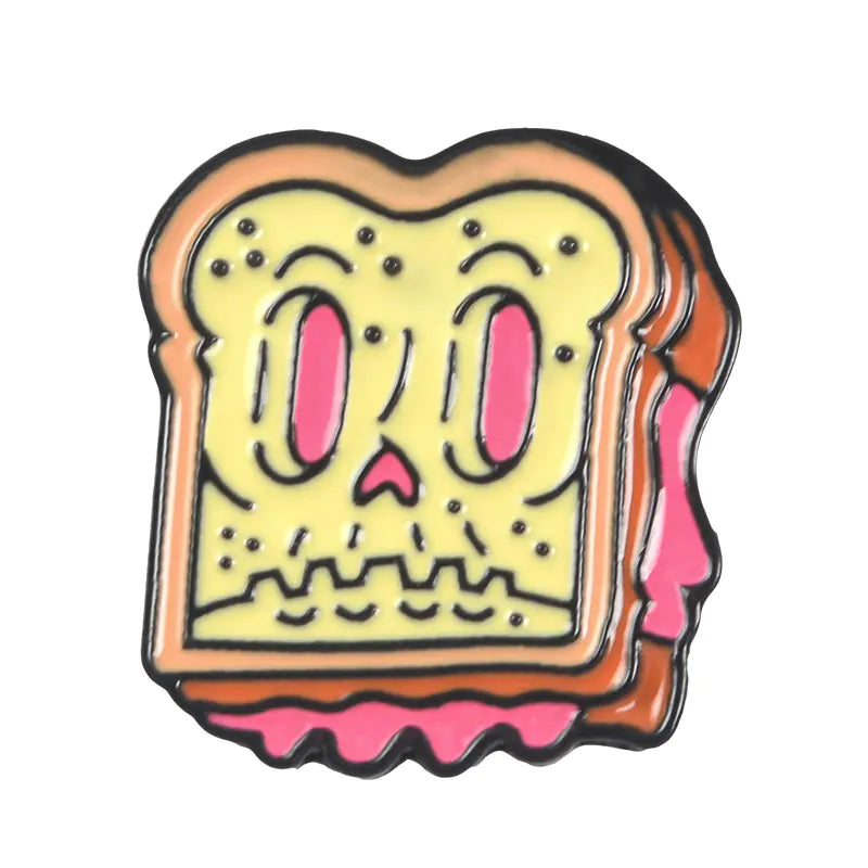 Spooky Snack Enamel Badges – Halloween Food Pins 🎃